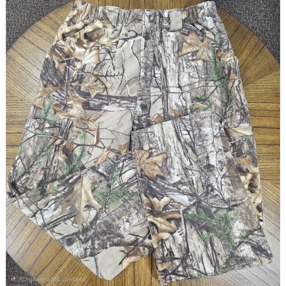 Scentlok Pants Men's L RealTree Camo Carbon Alloy Cargo Hunting Outdoor Fleece